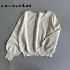 【アーヴェヴェスタンダード】長袖ニット　Vネック　ショート丈　白　ホワイト（M）