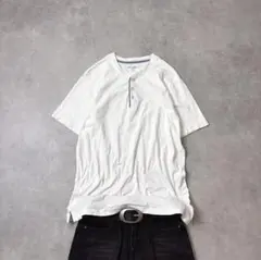 00s OLD エディーバウアー 襟デニム ヘンリーネックTシャツ cboy 白のサムネイル