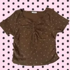 平成 森ガール ブラウン Tシャツ ウィッシュコア 韓国 小花柄