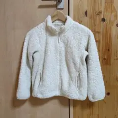 ユニクロ　ホワイト ファーリーフリース ジップアップジャケット　140