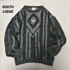 SOUTH LODGE　ヴィンテージ　ケーブル編み ビーズ装飾 ニット S〜M