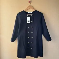 ZARA ニットミニラップワンピース ネイビー Lサイズ