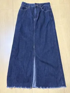 ダークデニム スリット入り ロングスカート
