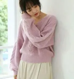 アパートバイローリーズ ケーブルニット　ラベンダー　パープル
