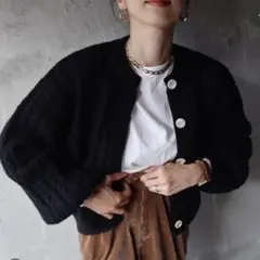 epa エパ knit cardigan BLK