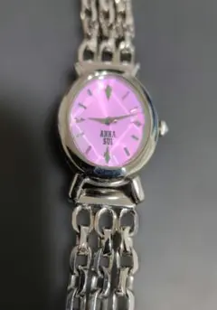 ANNA SUI 腕時計 クォーツ シルバー ピンク文字盤【電池交換済】のサムネイル