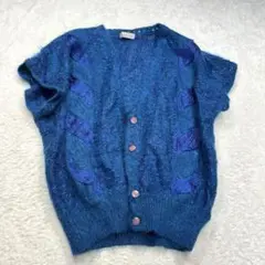 半袖ニット 編み込み カジュアル かわいい フレアスリーブ カーディガン 大きめ