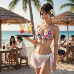 【現品限り！】【AI作成写真L判サイズ】理想の彼女 海のウエイター