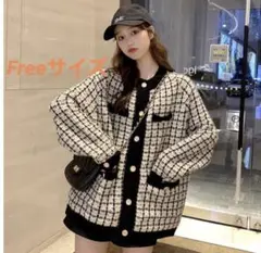 新品　カーディガン　チェック　オーバーサイズ