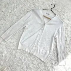 AfternoonTea リブニットカーディガン　vネック ホワイト　（M相当）