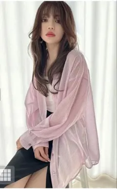 GRL ストライプ柄バックレースアップシアーシャツ[dk955]のサムネイル