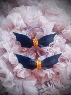 *ハンドメイド* こどもヘアクリップ(22) ハロウィンコウモリ 2点セット