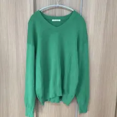 BEAUTY&YOUTH グリーン Vネックセーター FREEサイズ