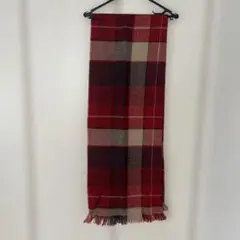 ウール混紡 レッド系チェック ストール