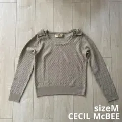 CECIL McBEE 肩リボンニットトップス サイズM