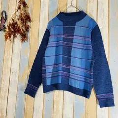【C.H.A.R. 】長袖ニットセーター ボーダー　レトロ　懐かし　ハイネック