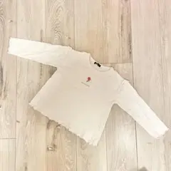 【moujonjon】 フリル　フラワー　プリント　長袖　ロンT 110cm