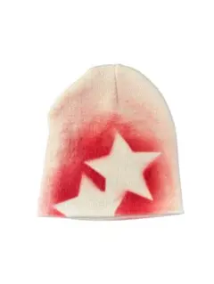 ビーニー リメイク Y2K スケーター グランジ 星型 レッドホワイト