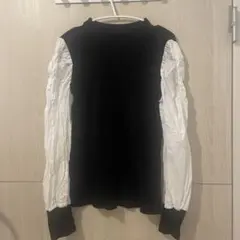 パフスリーブニットトップス ブラック/ホワイト