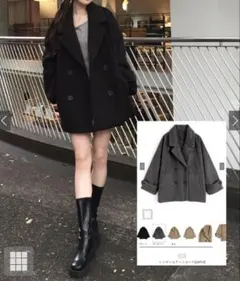 【タグ付き】GRL シャギーコクーンコート 黒 Fサイズのサムネイル