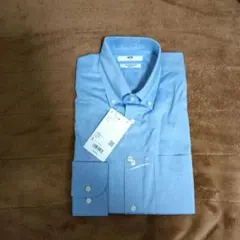 ブルー【新品タグ付】スーパーノンアイロン ジャージ ボタンダウン S