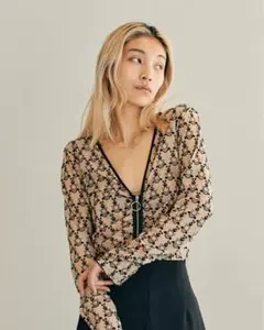 THINGS THAT MATTER モノグラムプリントチュールカーディガン