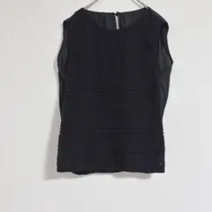 アウィーエフ ブラック レース ノースリーブ トップス シースルー 切替 上品