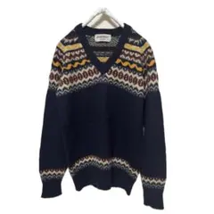 フェアアイル柄・ セーター・ネイビー・Mサイズ