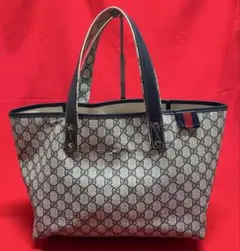正規　GUCCI グッチ GGスプリーム　バッグ　トート　PVC ネイビー　紺
