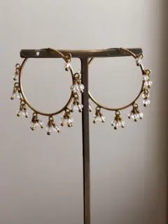 Moon Stone天然石のフープピアス☆