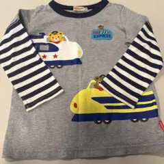 ミキハウス　重ね着風　電車とクマ刺繍の長袖カットソー 100