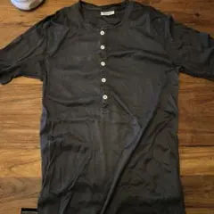 Schiesser ダークグレー ヘンリーネックTシャツ