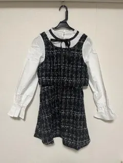 GRL グレイル 異素材リボンフリルツイードミニワンピース