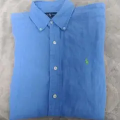 ラルフローレン リネンシャツ　ブルー シャツ
