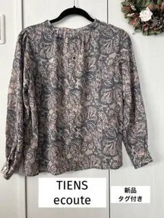 【新品タグ付き】TIENSecouteペイズリー柄 ノーカラー長袖ブラウス Mのサムネイル