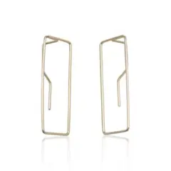 ゴールド 長方形 フープピアス