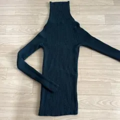 リブ編みタートルネックセーター XS