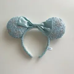 ディズニー　カチューシャ　スパンコール　水色