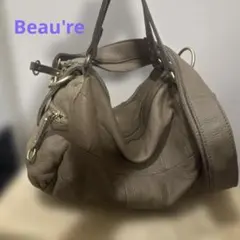 Beau're ビュレ　本革2ウェイバック　ベージュ　美品　リアルレザー　斜め掛