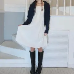 ホワイト キャミワンピース フロントボタン付き