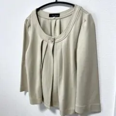 ベージュ ジャケット風カーディガン L きれいめ 通勤 春 入学　入園