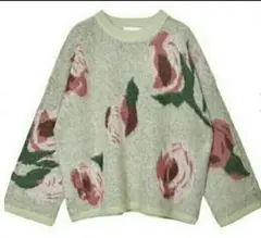 ameri vintage ABSTRACT FLOWER KNITグリーン