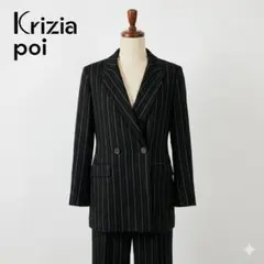 美品 イタリア製 クリツィア ポイ ダブル パンツスーツ セットアップ L