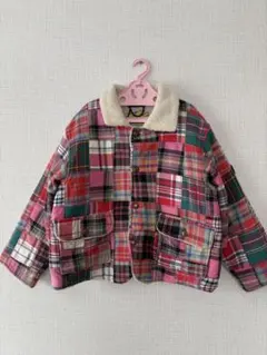 【ティンカーベル】120cm 裏起毛　チェック　アウター　ブルゾン　マルチカラー