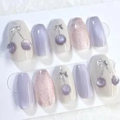 【オーダー】 マグネット × さくらんぼ ゆめかわ ネイルチップ No.44
