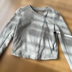グレー スエード風 ジップアップライダースジャケット