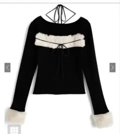 GRL ファーホルターネックリボンニットトップス［ru1387］ブラック