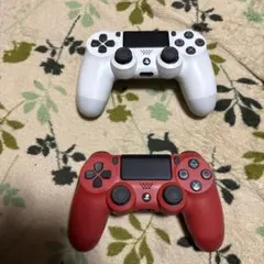 ps4 デュアルショック4 レッド　ホワイト　２個セット　整備済み