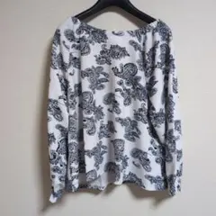ペイズリー柄オフショルダー長袖シャツ M