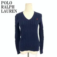 LA9561 ポロラルフローレン Vネックニット 紺 ネイビー コットン S